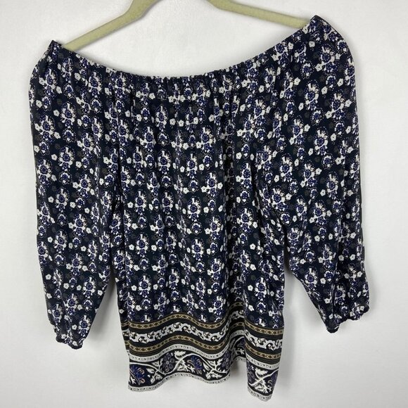 Madewell 100% Silk Gardenhouse Off Shoulder Top Size XS Bohemian Print Floral - Picture 5 of 11
